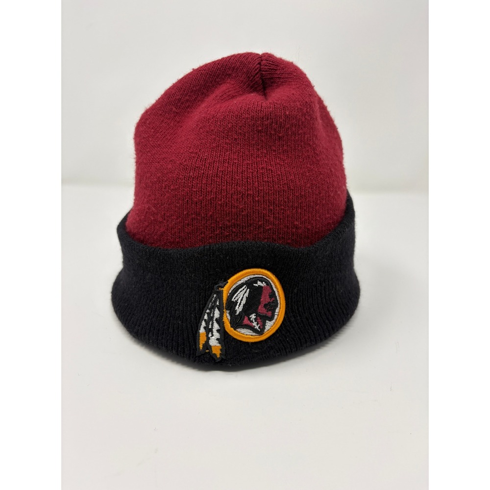 Vintage NFL Washington Redskins Knit Beanie Hat Red Black Cuffed Made in USA N1